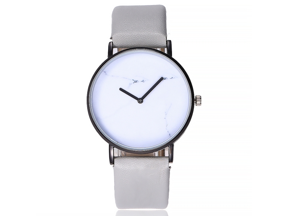 Relógio de Pulso Feminino de Cinta Pu Estilo Simples com Movimento de Quartzo Cinza