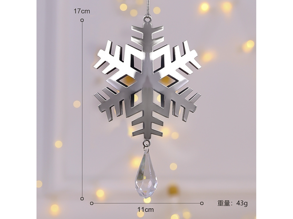 Enfeite De Natal De 15 Cm Com Flocos De Neve, Rena De Cristal E Guirlanda Para Pendurar Na Árvore. Decoração Natalina Para Casa Em Aquaforge
