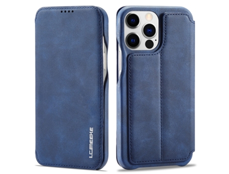 Capa Para Iphone 14 Pro Max Lc.imeeke Pele Sintética Magnética Com Porta-cartões Azul