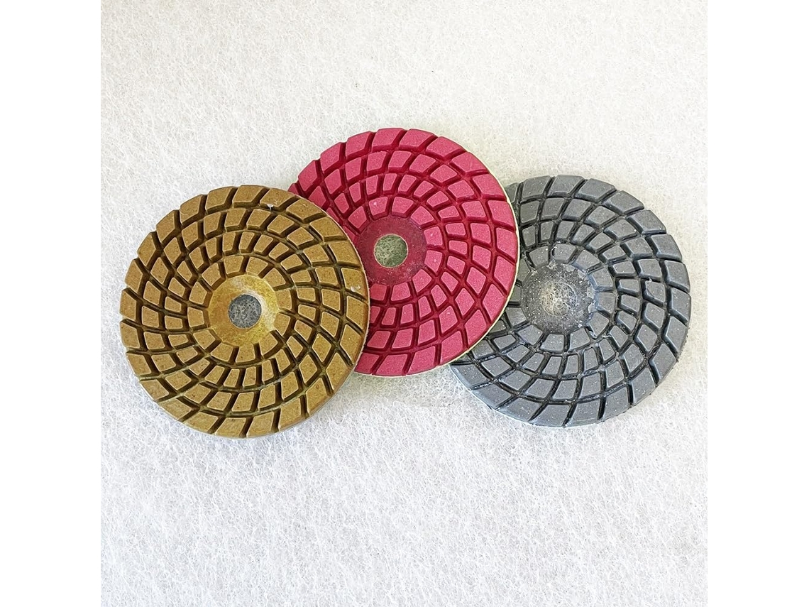 Discos De Polimento Diamantados Úmidos M14 3 Etapas, 4 Polegadas (100
