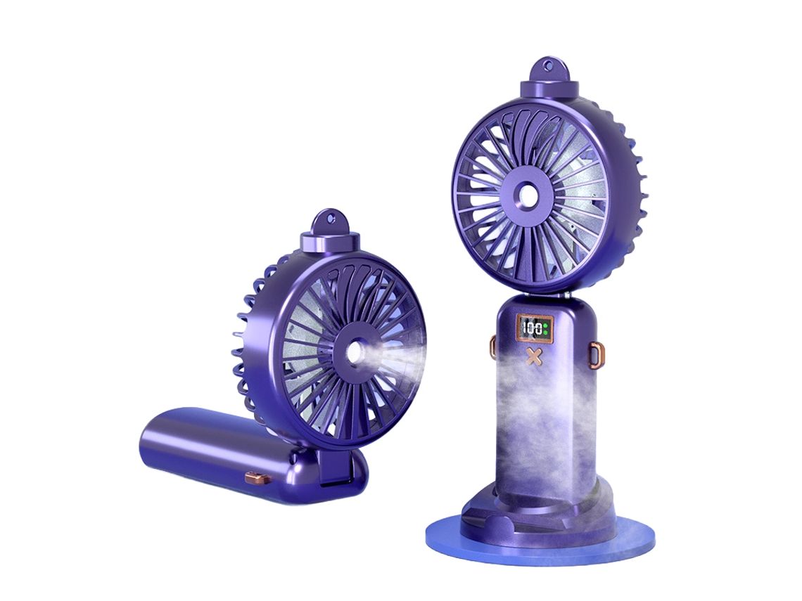 Laxiscreed Ventilador De Mão Com Display Digital, Recarregável E Com Partida De Spray Refrescante