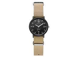 Reloj De Pulsera De Negocio Estilo Simple Gaiety Dial Redondo Correa Pu Acero Quartzo Beige