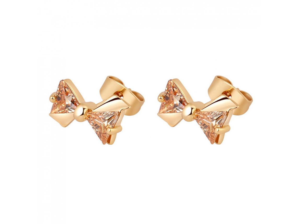 Brincos De Cobre Com Laço E Zircão Decoração Presente