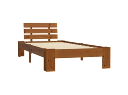 Cama De Solteiro | Cama De Adulto | Estrutura De Cama 100x200 Cm Pinho Maciço Castanho Mel Wsd479844