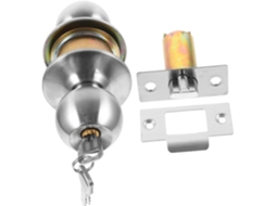 Maçaneta Esférica De Aço Inox Villcase Com Trava Para Porta Quarto, Resistente E Ideal Para Substituição Em
