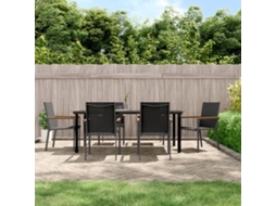 Garden Dining Set, Garden Dining Sets Vidaxl Preto Aço (mesa Com 200 Cm De Comprimento)