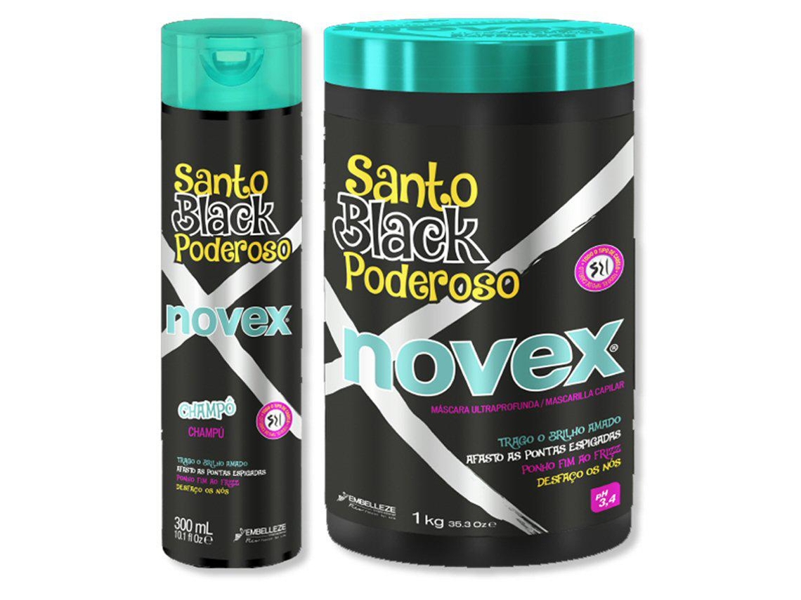 Shampoo Novex Santo Black Mystic Black 300 ml e Máscara Novex 1 kg