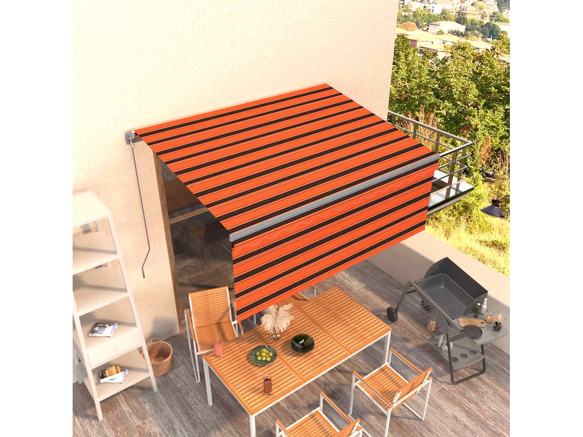 Vidaxl Toldo Retrátil Manual Com Estore 3,5x2,5 M Laranja/castanho