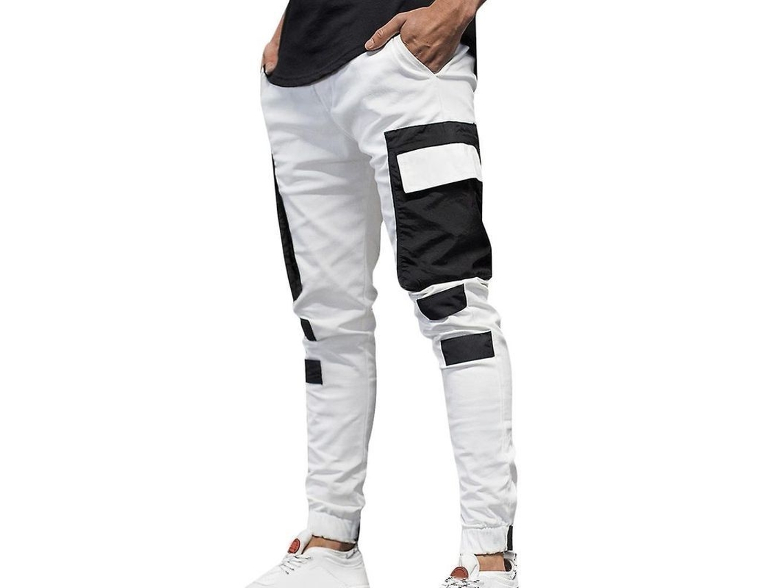 2026 calças Cargo Casuais para Homem Jogging Joggers Combat Tracksuit Emo M Blanco