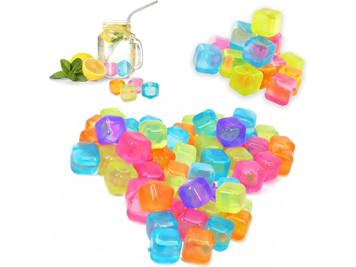 Cubos De Gelo Plástico Reutilizáveis​​, Multicoloridos, Congelamento Rápido Para Bebidas Geladas E Banhos De Gelo(40 Unidades