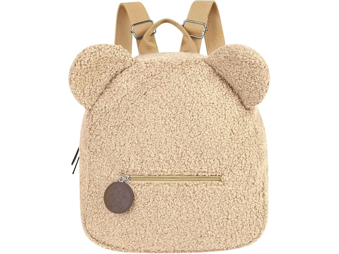 Mochila Mini Peluda para Crianças, Cáqui ZYBLSSBB