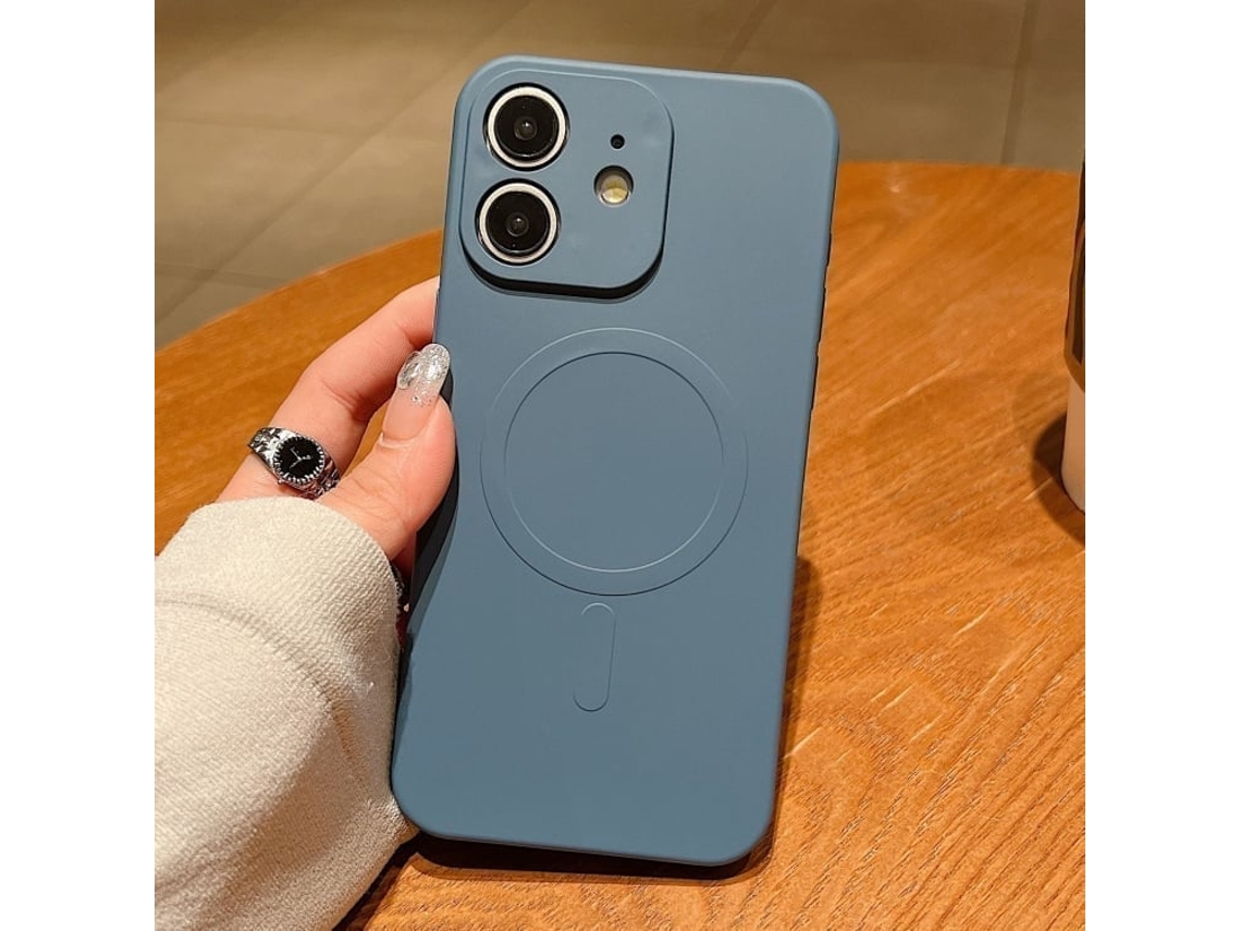 Capa Magsafe Para Iphone 11 - Silicone Líquido Com Cor Sólida | Magnética - Cinza Lavanda