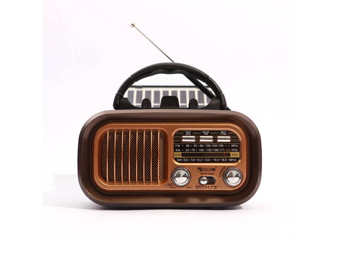 Alto Falante De Rádio Vintage, Rádio Am Fm Com Visual Retrô Com Ondas Curtas E Tecnologia Bluetooth, Rádio Portátil Alimentado Por Energia Solar Com V
