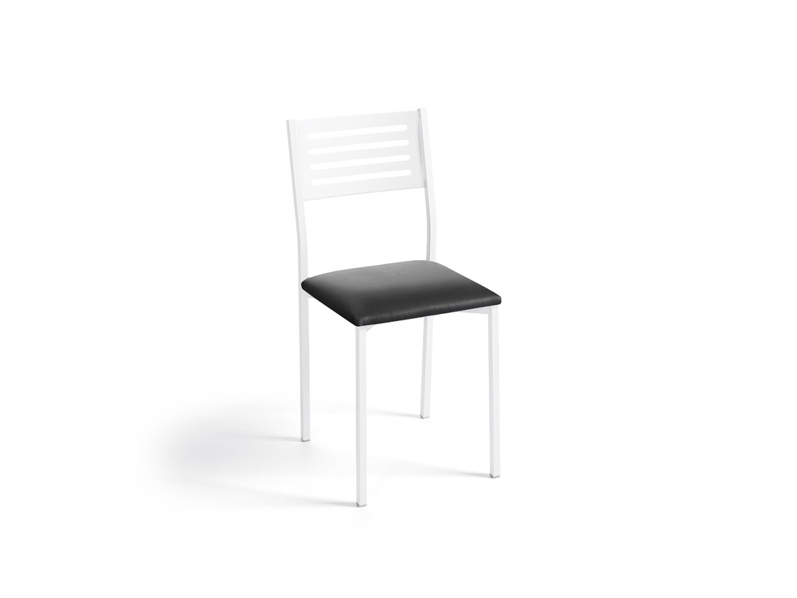 Cadeira de Cozinha Kati Branca 38x86x47cm Couro Preto FANMUEBLES