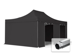 Tenda Dobrável 4x6 M, Alumínio Profissional De 50 Mm, Laterais Sem Janelas, Preta