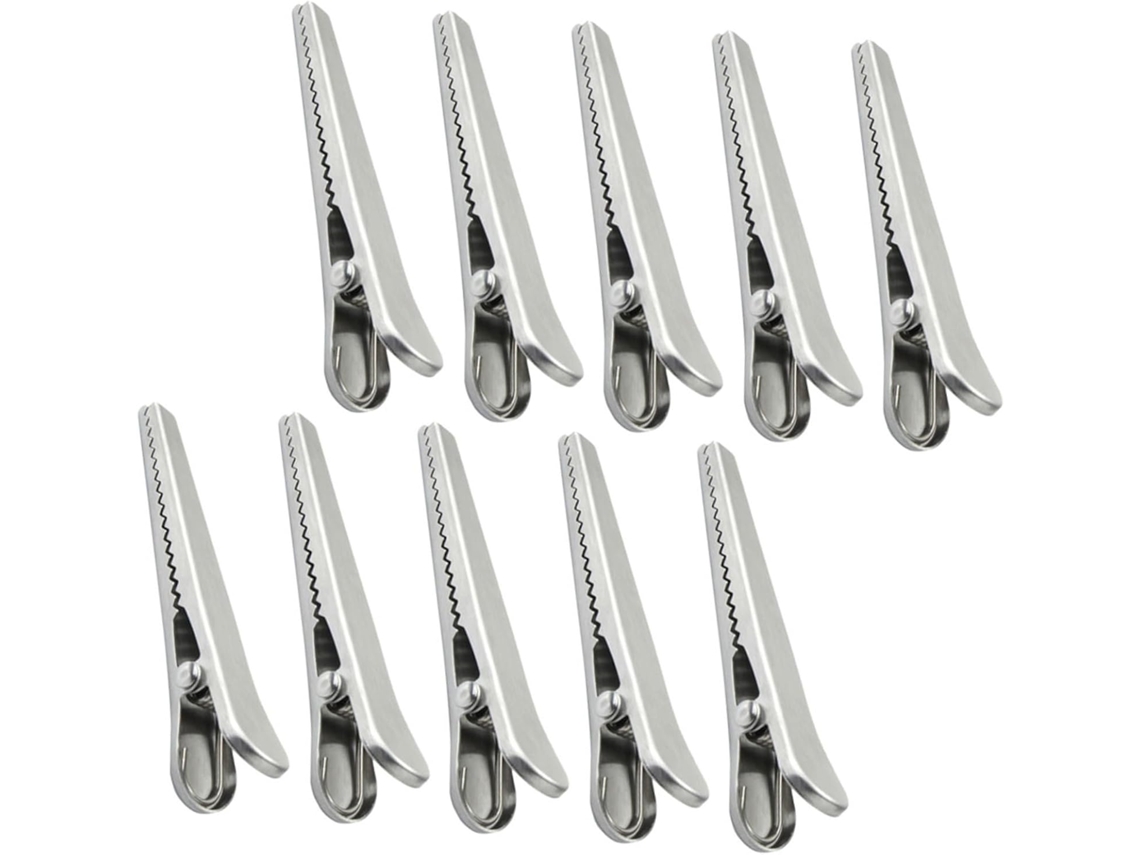 Conjunto De 10 Alfinetes De Aço Inox Sacos Lanches Com Mola E Design Crocodilo Selar Foods Na Cozinha Ou