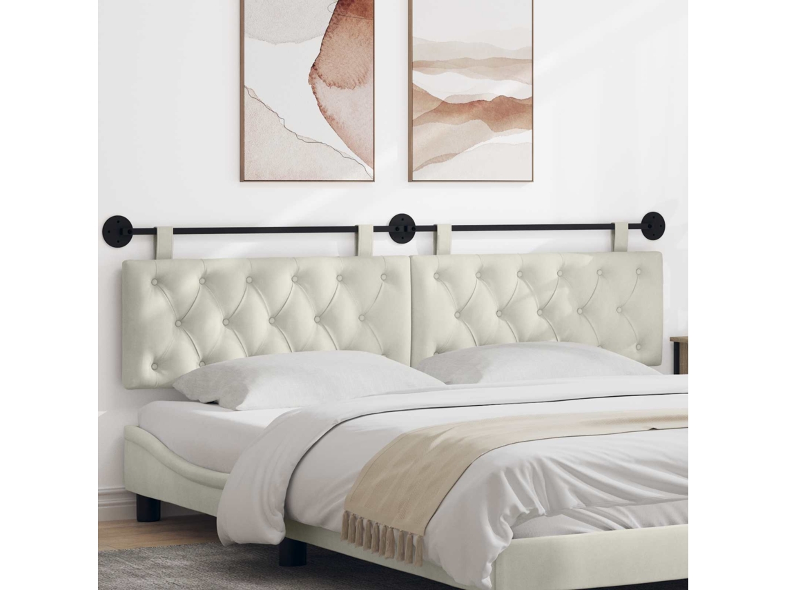 Vidaxl Cabeceira Suspensa Creme Veludo