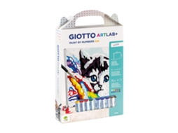 Conjunto Pintar Com Números GIOTTO Art Lab+ Gato, 1 Tela, 2 Pincéis, 10 Tubos de Tinta