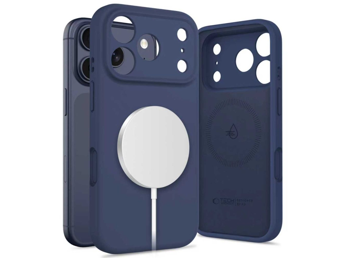 Capa De Silicone Tech-protect Para Iphone 17 Pro Max Magsafe Com Proteção Deep Blue