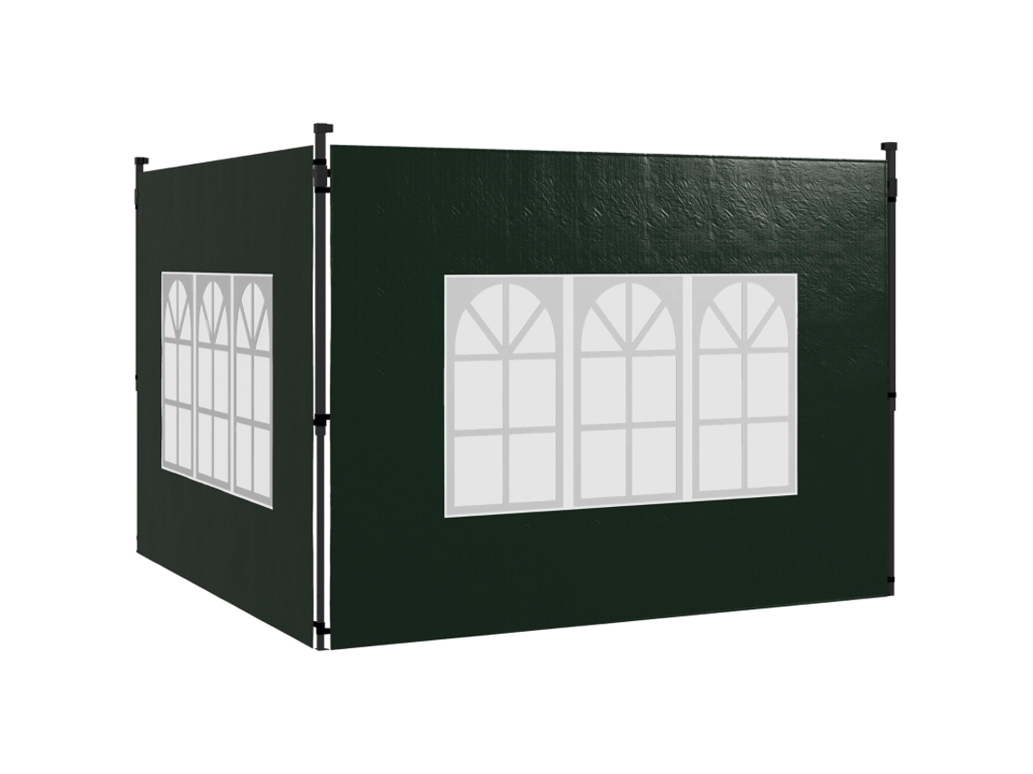 Conjunto De 2 Painéis Laterais Para Gazebo 3x3 3x6 Painéis Laterais Impermeáveis Com Janela Verde Escuro Cs