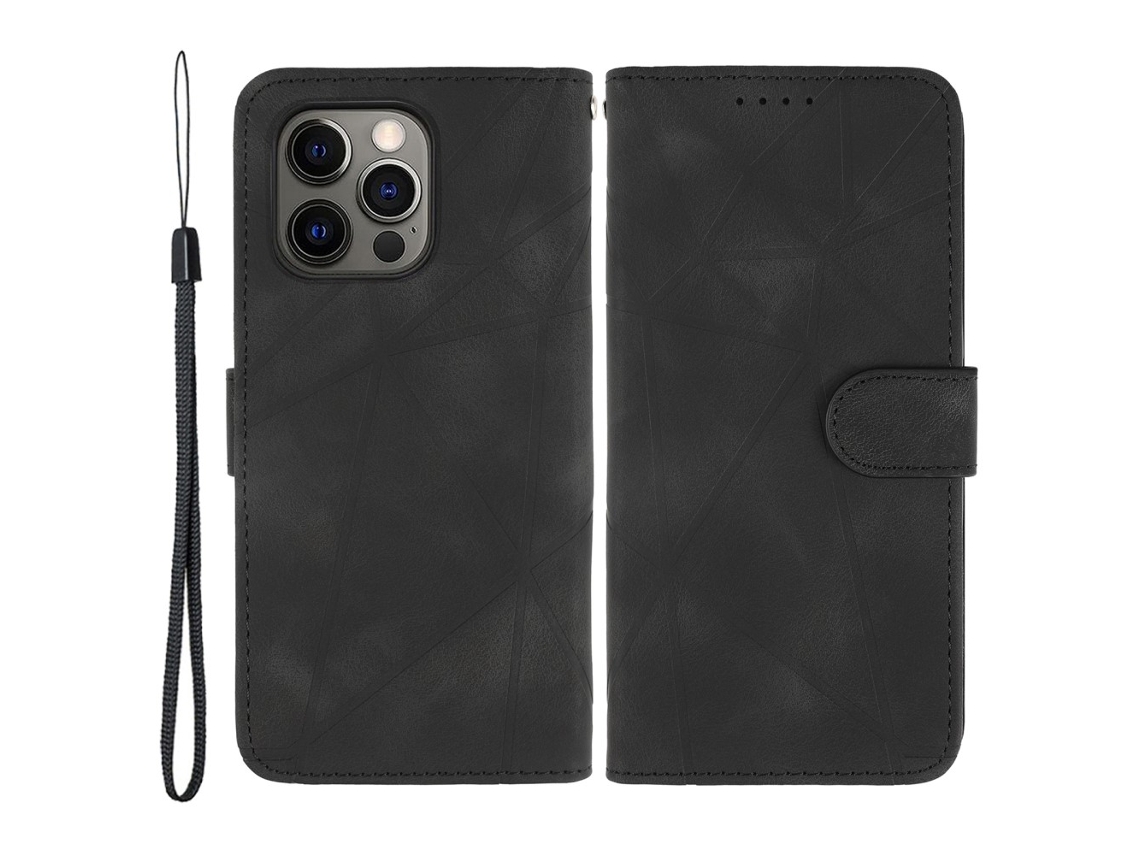 Capa Para Iphone 15 Pro Pele Sintética Preto