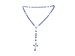 Colar De Rosário Azul Fosco Com Pingente De Crucifixo E Contas Católicas Para Presentes De Oração Slowmoose