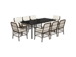 Garden Dining Set, Garden Dining Sets Vidaxl Marrom Rattan / Vime (mesa Com 200 Cm De Comprimento)
