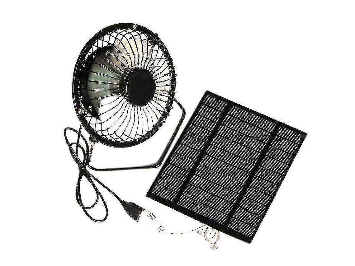 Ventilador Portátil De 5w E 5v Alimentado Por Painel Solar, Mini Resfriamento 4 Polegadas Com Conexã O Usb.