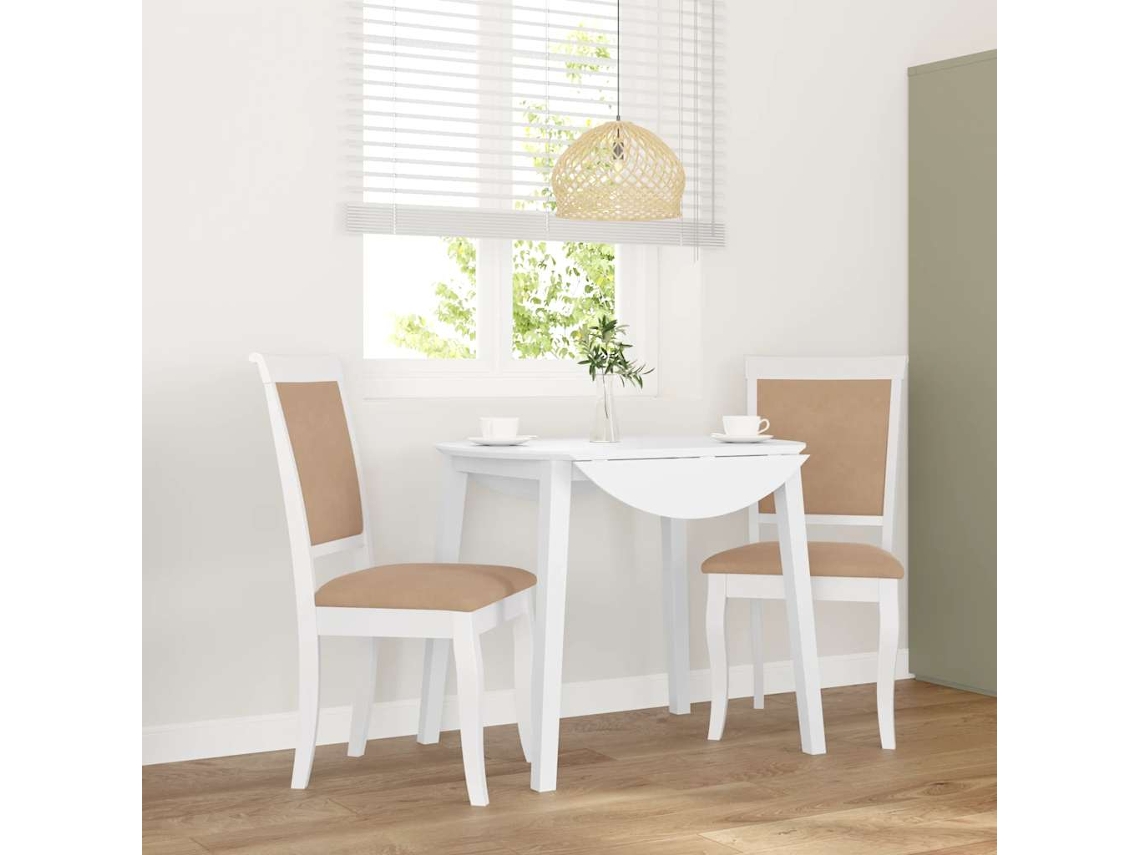 Vidaxl Cadeiras De Jantar Com Almofadões 2 Pcs Madeira Maciça Branco