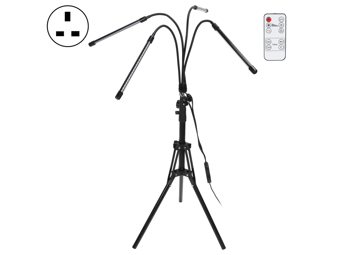 Luz de Crescimento de Planta com tripé 4 cabeças, LED com timer e dimmer, ajuste de altura 70-160cm | S/MARCA