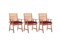 Vidaxl Cadeiras De Jantar P/ Jardim 3 Pcs C/ Almofadões Acácia Maciça