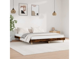 Vidaxl Estrutura De Cama S/ Colchão Derivados Madeira Carvalho Fumado