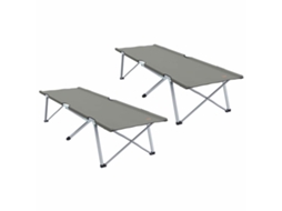 Conjunto 2 Cama De Camping Dobrável Vidaxl Cinzento Oxford (194 X 62,5 X 42,5 Cm)