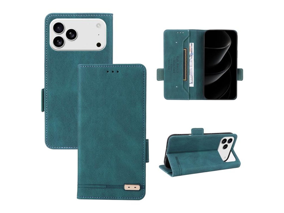 Capa De Couro Para Iphone 17 Pro Com Fecho Magnético