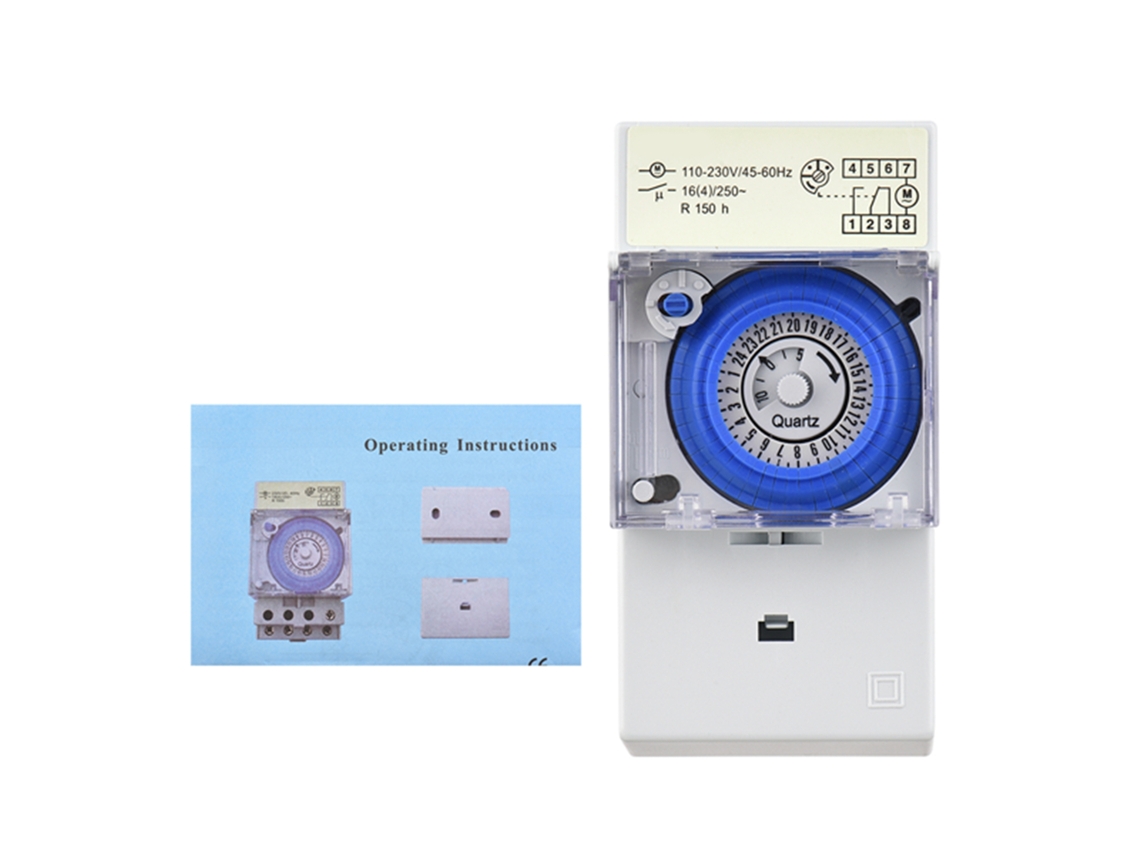 Interruptor Programável Mecânico 24h 110-230v Intervalo De 30min 48 On/off Instalação Rail Din