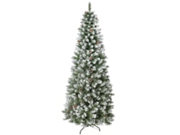 Árvore De Natal Nevada Com 180 Cm, 630 Galhos E 37 Pinhas, Modelo Artificial De Plástico E Metal Com Base Removível, Tons Verde E Branco.