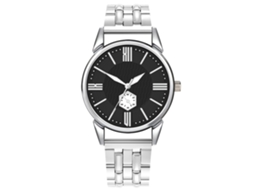 Relógio masculino casual em aço com pulseira de aço, relógio de quartzo simples para homens, preto.