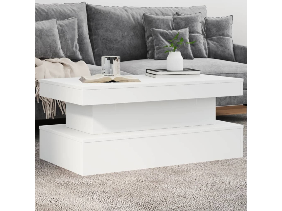 Vidaxl Mesa De Centro Com Luzes Led 90x50x40 Cm Branco