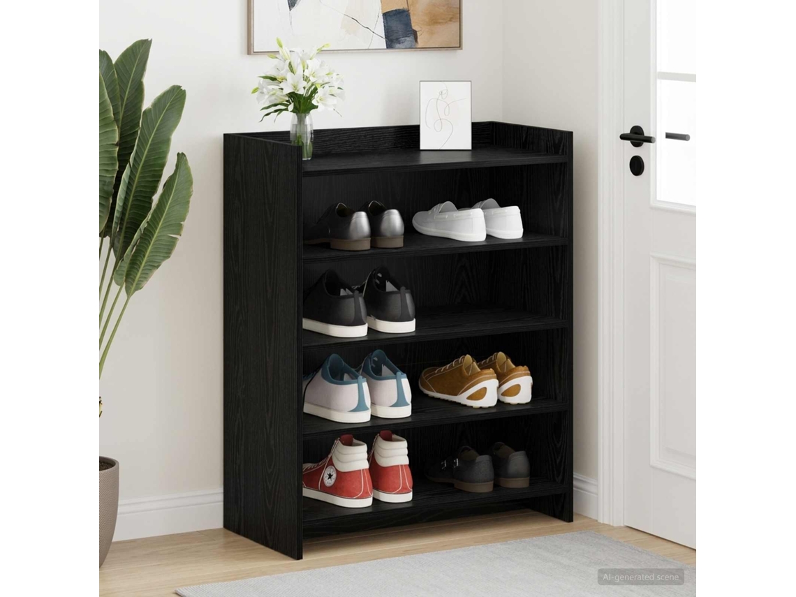 Vidaxl Armário De Sapatos Carvalho Preto 73,5 X 36 X 92 Cm