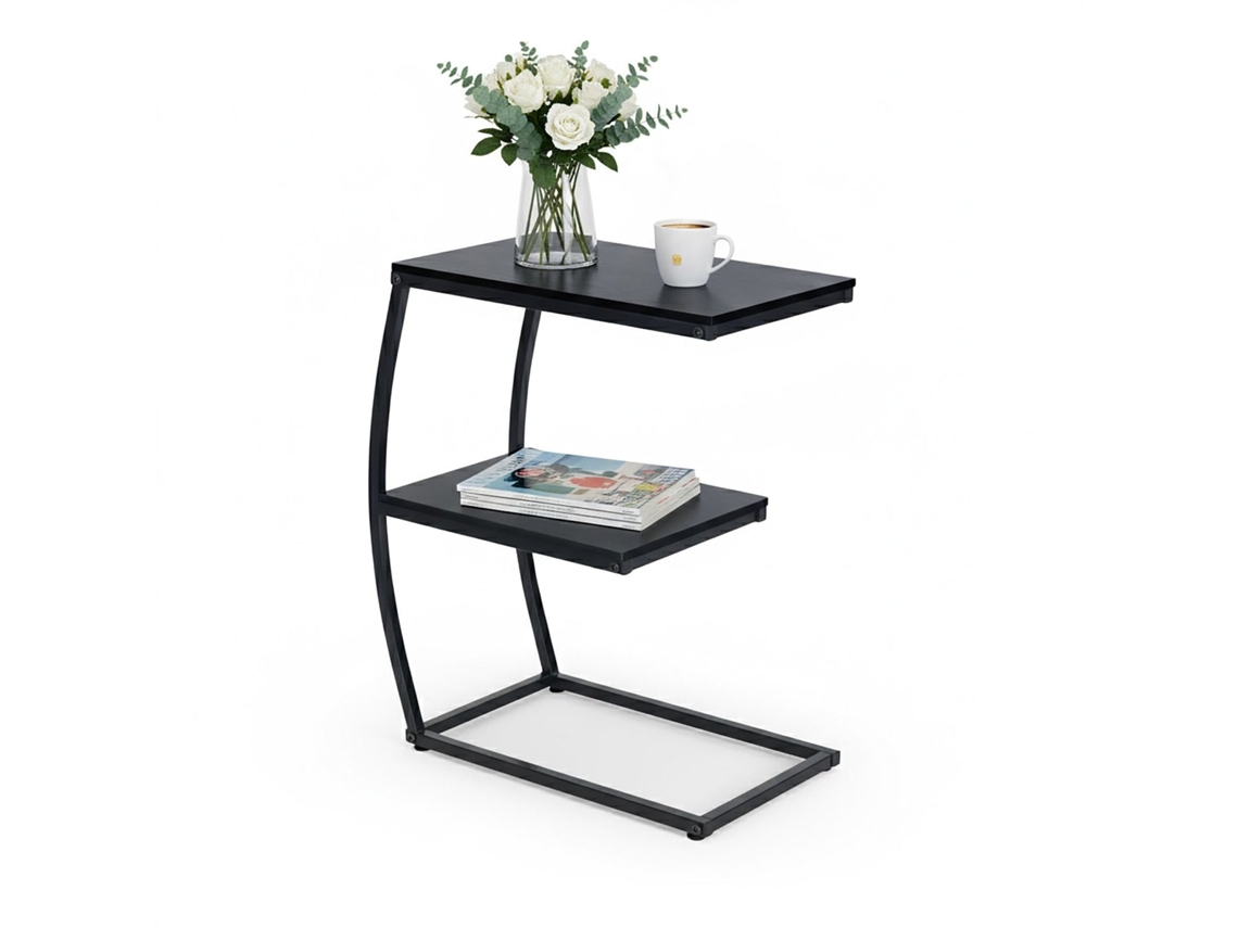 Mesa Lateral Em Formato C Com 2 Níveis E Estrutura Metálica