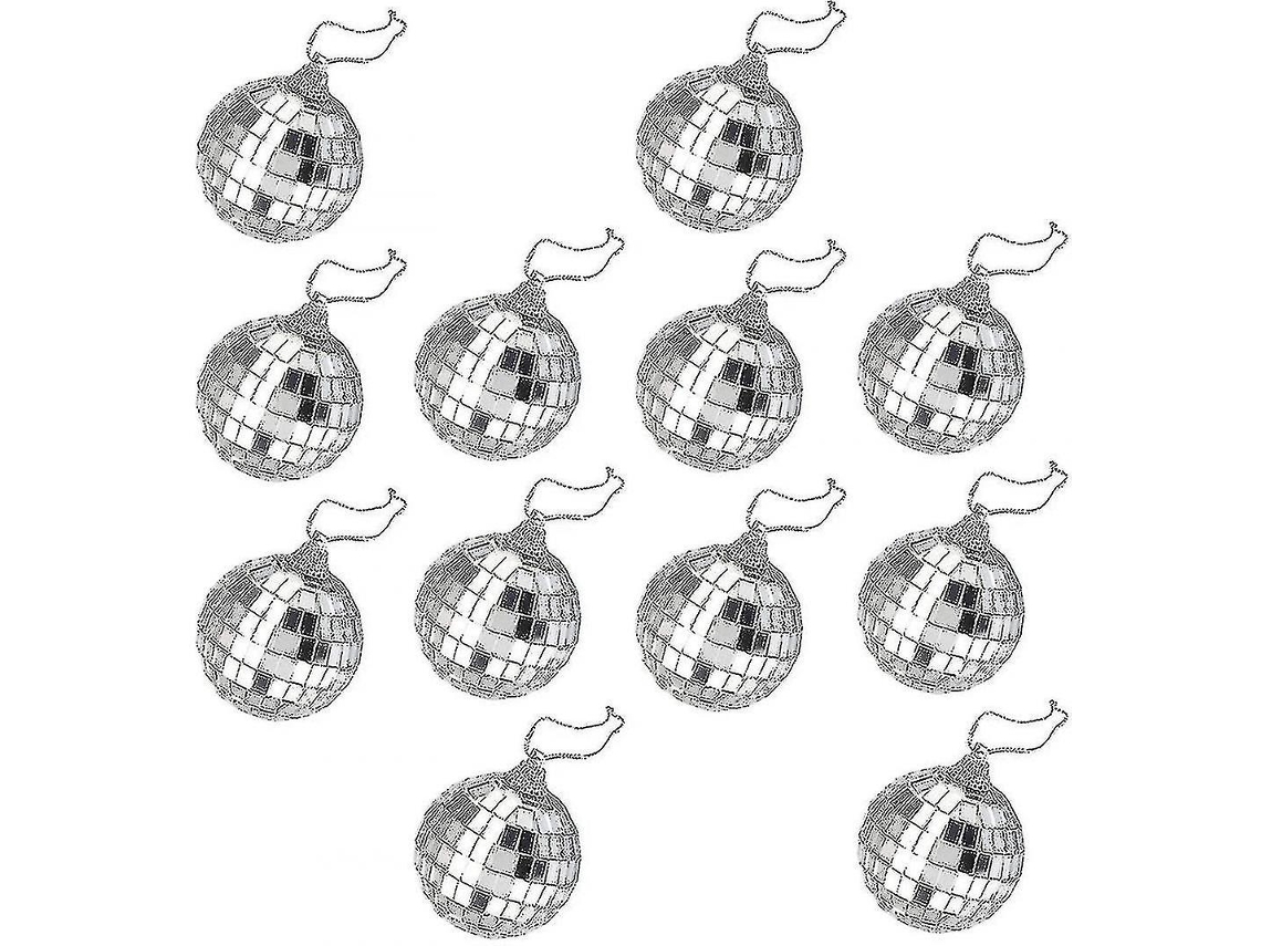 12pcs 5cm Espelho Bola De Discoteca Espelho Festa Decoração De Natal Com Alças Hengjian