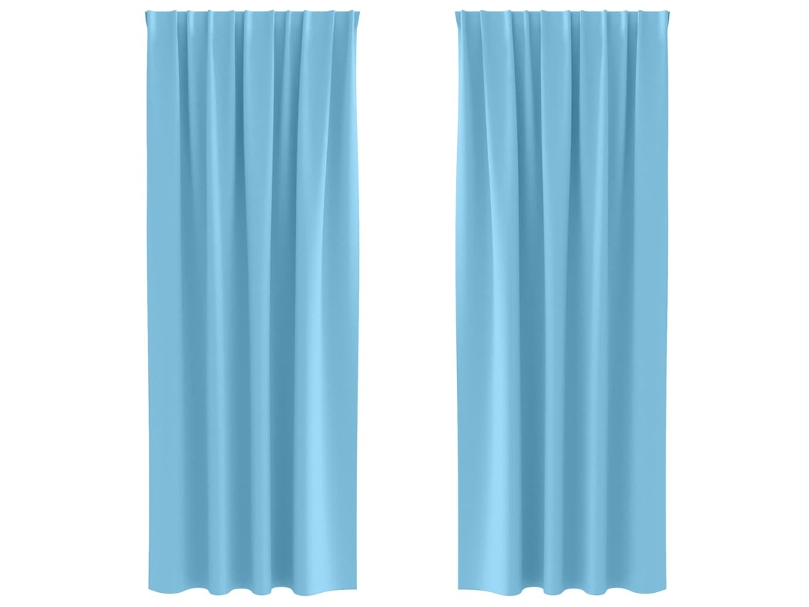 Conjunto 2 Cortinas Opacas Vidaxl Azul Poliéster (260 X 140 Cm)
