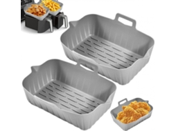 Conjunto De 2 Forros Duplos Reutilizáveis​​ De Silicone Cinza, Acessórios Multifuncionais Para Fritadeira, Forno E Micro, Ondas