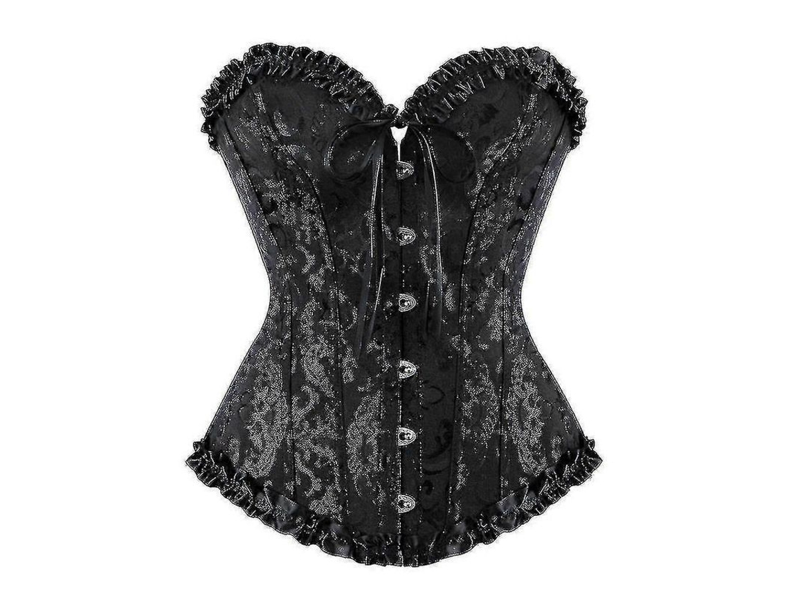 Traje De Corset Y Falda Mini Para Mujer Talla Grande Burlesco Con Huesos Plásticos Bordado Estampado Poliéster Espandex Corset Solo M