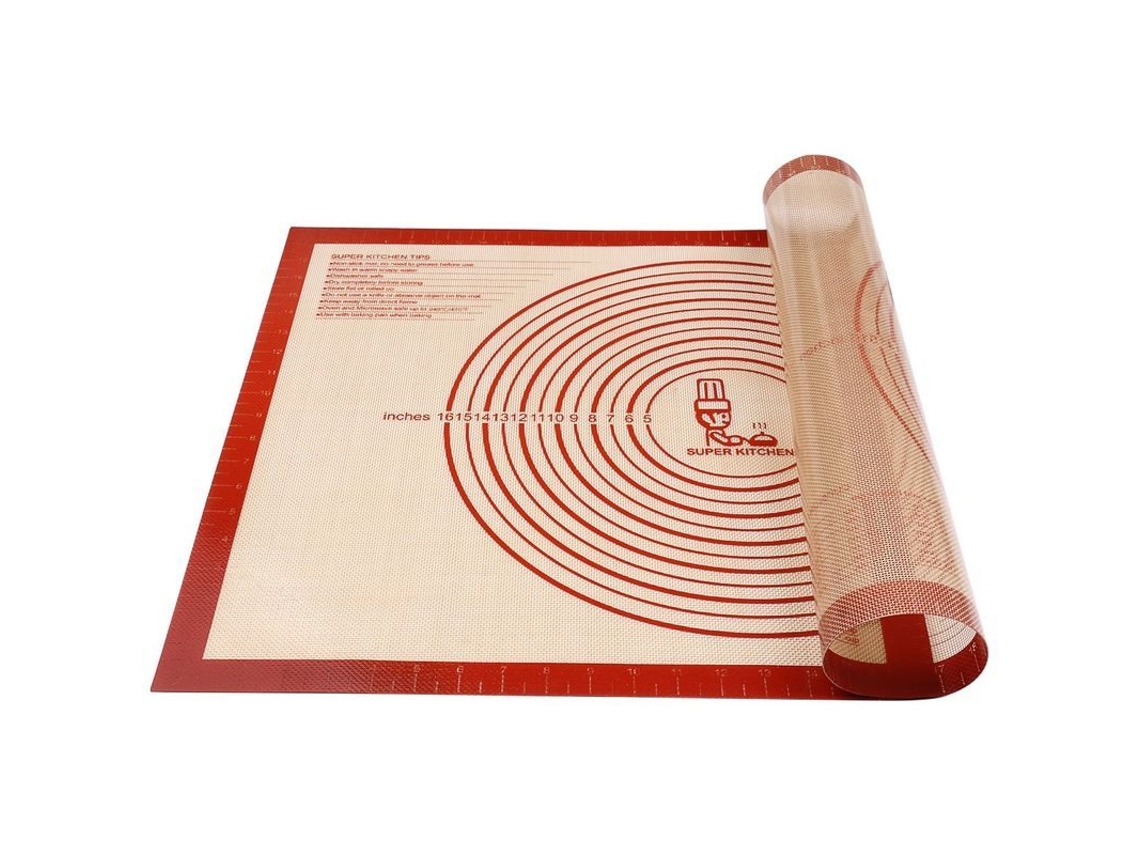 Manta de silicone antiderrapante grande Rebe para confeitaria, com medidas de 711 x 508 x 0,7 mm, vermelha.