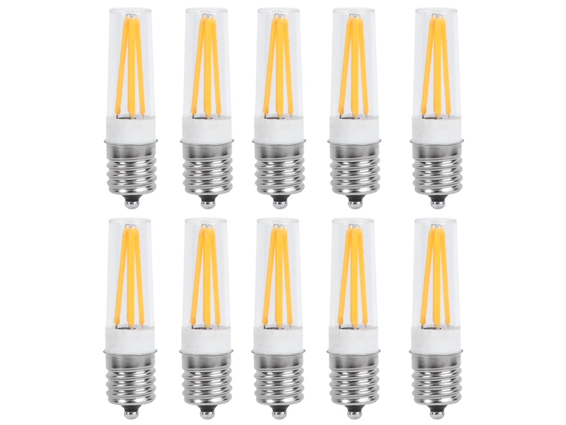 2026 10 Peças de Lâmpadas Led E17 Filamento Longo 3w 110v Luz Branca Quente para Candelabros, Lâmpadas de Teto e de Mesa