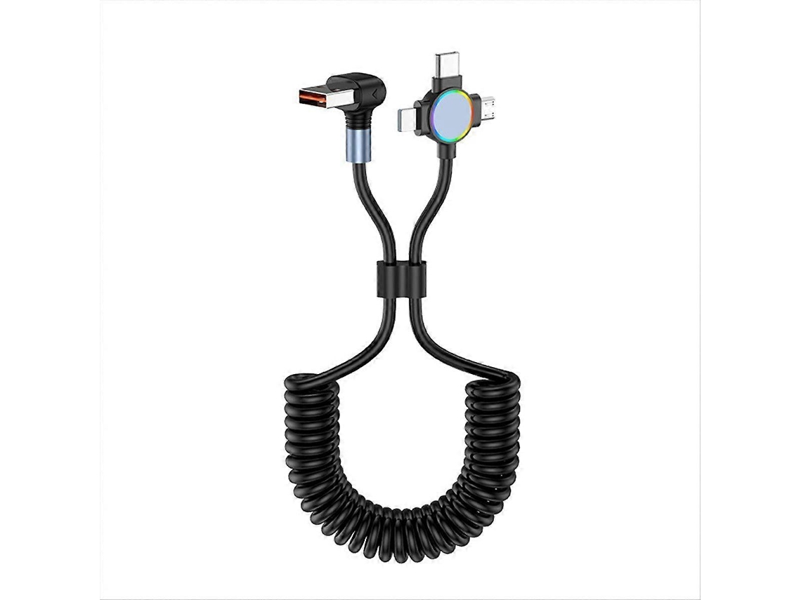 Cabo De Carregamento Usb 3 Em 1 Com Mola, Rgb, 6a, Tipo C, Micro Usb, Cabo De Dados Para Carregamento Rápido. Nostalgia88