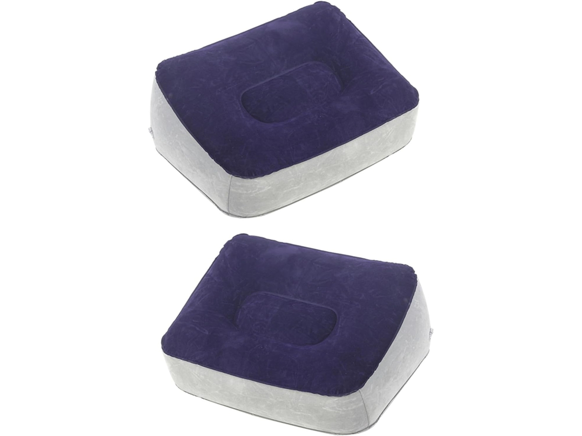 Almofada Inflável Apoio Pernas Duas Peças Cinza Azul Viagem Ergonômica Pvc Pés