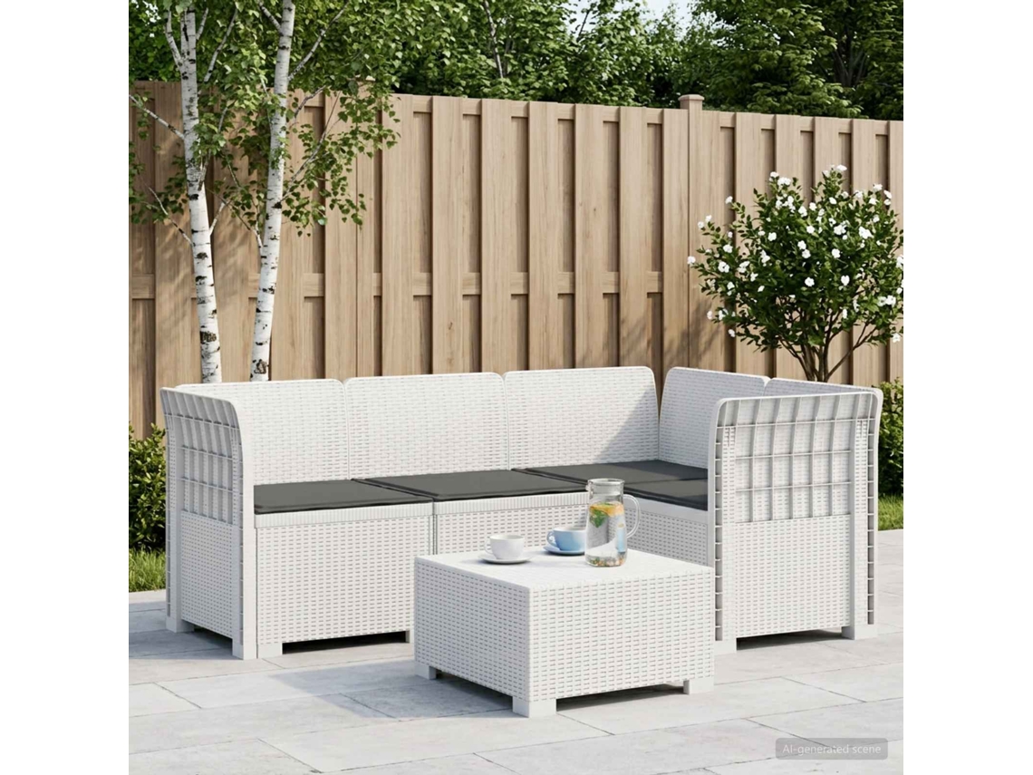 Vidaxl Sofá De Jardim Para 4 Pessoas Com Almofadas Visual Rattan Pp