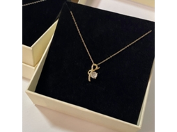 Colar com Laço em Prata de Lei 925 , Design Luxuoso de Verão com Diamantes Brilhantes. MDUG (dourada)